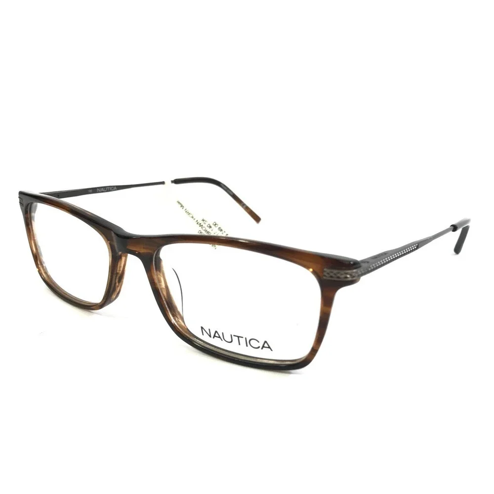 Nautica Eyeglasses Frames N8157 221 Brown Horn Rectangle Full Rim 54-17-140